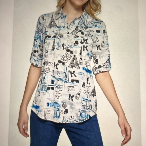 Karl Lagerfeld Paris corp core, business casual, coastal core long sleeve shirt - Picture 15 of 15